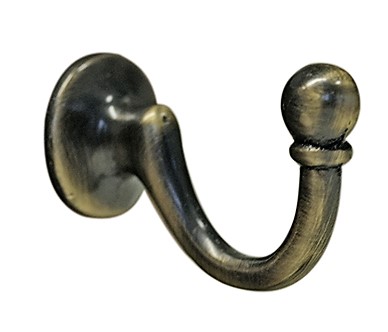 Large 46mm Ball End Hook Antique Brass each